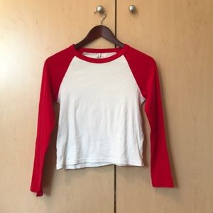 red baseball shirt long sleeve